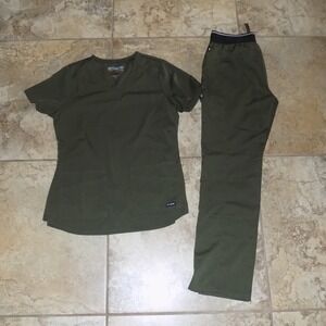 Greys Anatomy Scrub Set Women S/XSP Olive Green Excellent Spandex Stretch Barco
